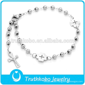 Hot Selling Catholic Prayer Bead Rosary 316 Stainless Steel Virgin Mary Jesus Crucifix Rosary Bracelet for Lady